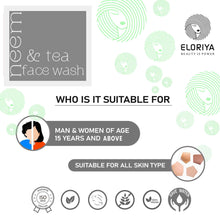 Load image into Gallery viewer, ELORIYA Neem and Tea Tree Face Wash for Women and Men | Lightens Scars Blemishes and Improve Skin tone No Parabens, SLS Free - 120ml ELORIYA