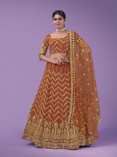 Load image into Gallery viewer, Orange Wedding and Festival Semi Stitiched Lehenga Choli Clothsvilla