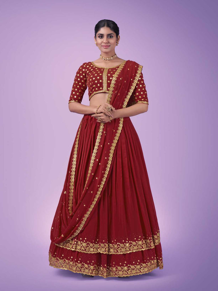 Red Wedding and Festival Semi Stitiched Lehenga Choli Clothsvilla