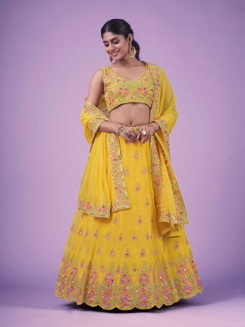 Yellow Wedding and Festival Semi Stitiched Lehenga Choli Clothsvilla Main image