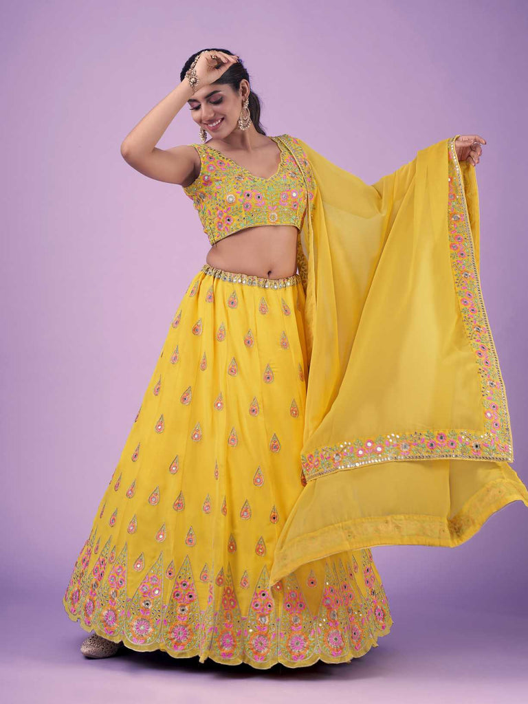 Yellow Wedding and Festival Semi Stitiched Lehenga Choli Clothsvilla