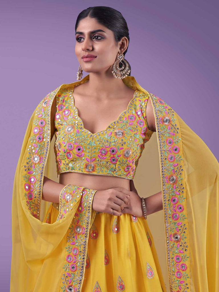 Yellow Wedding and Festival Semi Stitiched Lehenga Choli Clothsvilla