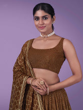 Load image into Gallery viewer, Brown Wedding and Festival Semi Stitiched Lehenga Choli Clothsvilla