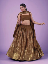 Load image into Gallery viewer, Brown Wedding and Festival Semi Stitiched Lehenga Choli Clothsvilla