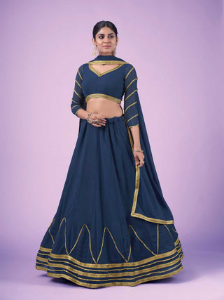 Blue Wedding and Festival Semi Stitiched Lehenga Choli Clothsvilla