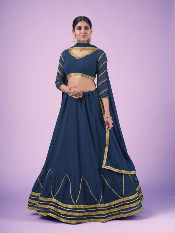 Blue Wedding and Festival Semi Stitiched Lehenga Choli Clothsvilla
