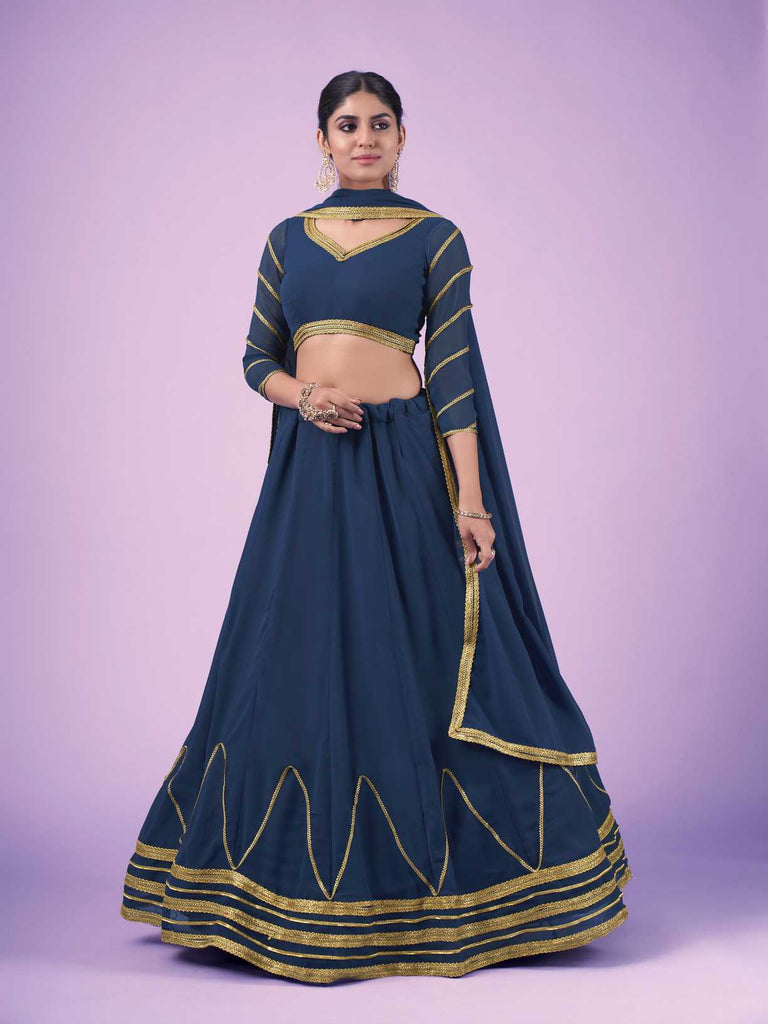 Blue Wedding and Festival Semi Stitiched Lehenga Choli Clothsvilla