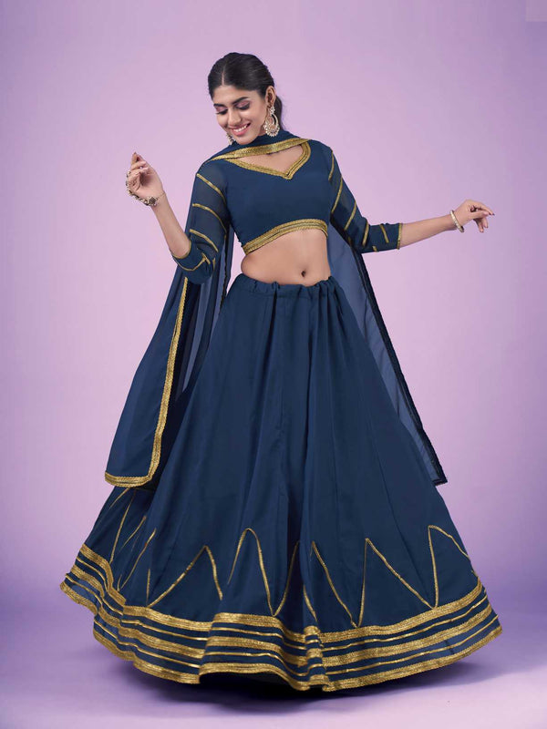 Blue Wedding and Festival Semi Stitiched Lehenga Choli Clothsvilla