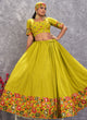 Load image into Gallery viewer, Embroidered Fluorescent Green Georgette Lehenga Choli ClothsVilla