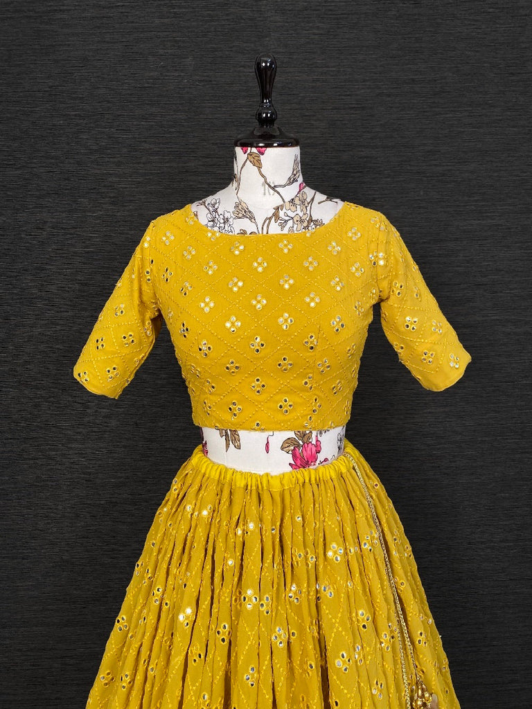 Yellow Color Embroidered Georgette Lehenga Sets Clothsvilla