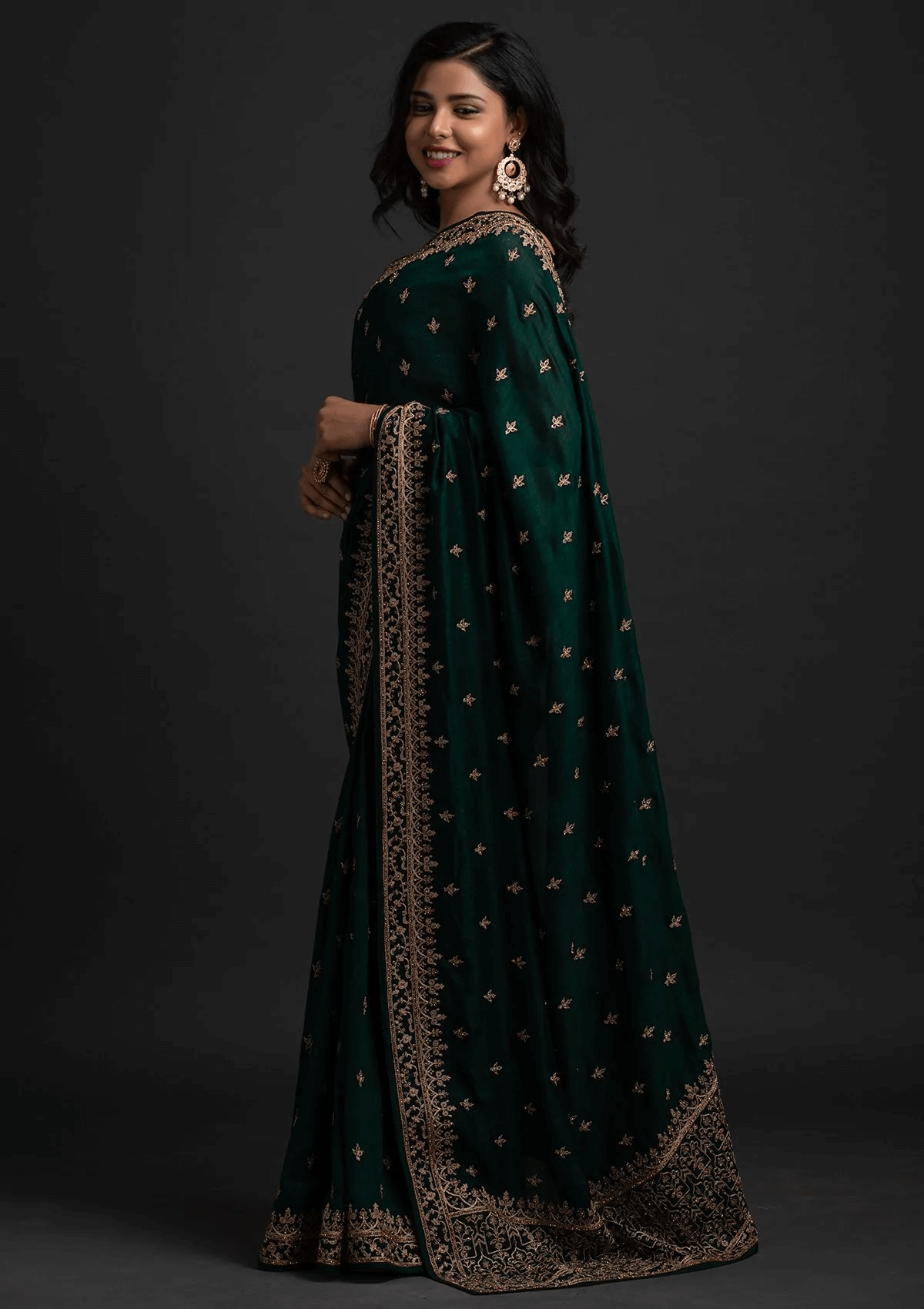 Enchanting Green Dori And Sequins Embroidered Art Silk Wedding Saree Clothsvilla