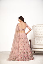 Load image into Gallery viewer, Enchanting Pink Embroidered Net Wedding Ghagra Choli With Dupatta ClothsVilla