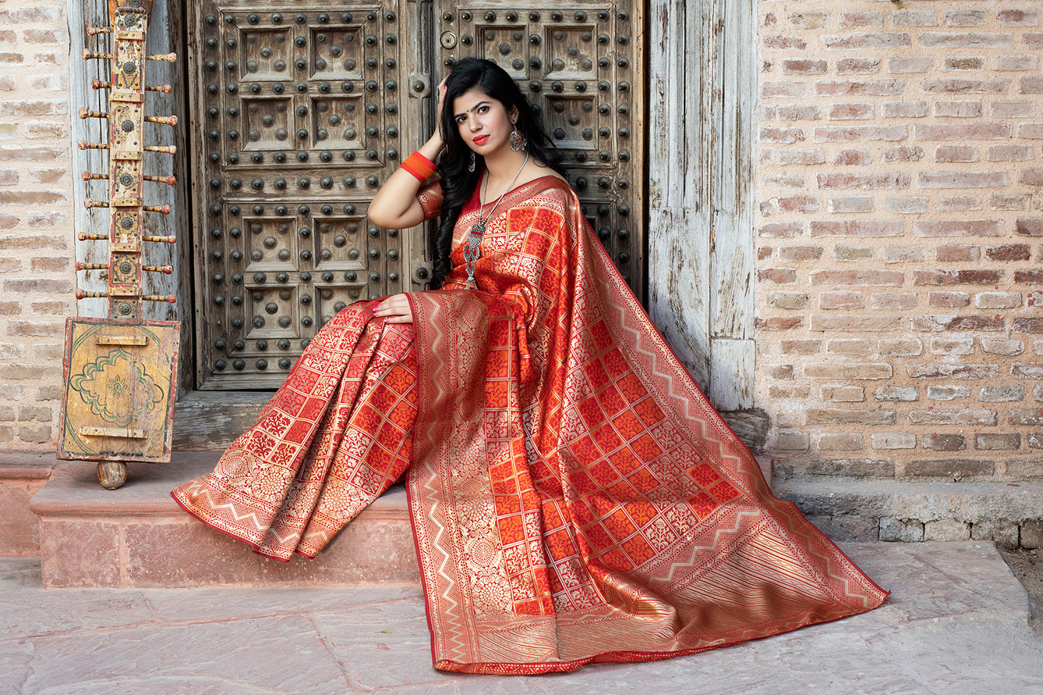 Engaging Red Woven Banarasi Silk Bridal Saree ClothsVilla