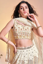 Load image into Gallery viewer, Georgette Cream Color Readymade Sequins Designs Lehenga Clothsvilla