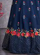 Load image into Gallery viewer, Excellent Thread Embroidered Georgette Navy Blue Lehenga Choli ClothsVilla
