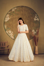 Load image into Gallery viewer, Exclusive Designer Net Gown For Women Floral Bride Gown Indian Wedding Reception Gown Bridal Dress Indian Suit Floral Anarkali White Gown ClothsVilla