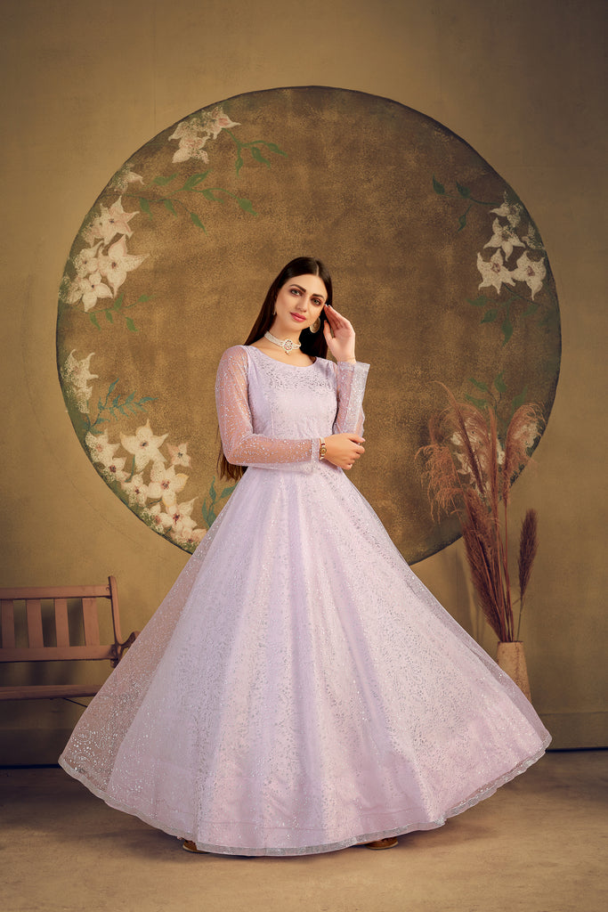 Buy Wedding Wear Net Light Pink Gown LSTV114595