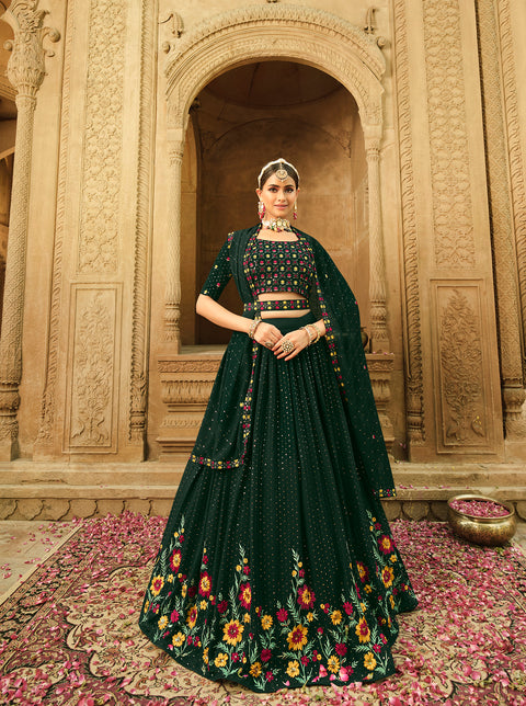 Exclusive Green Color Thread Sequence Lehenga Choli Clothsvilla Main image