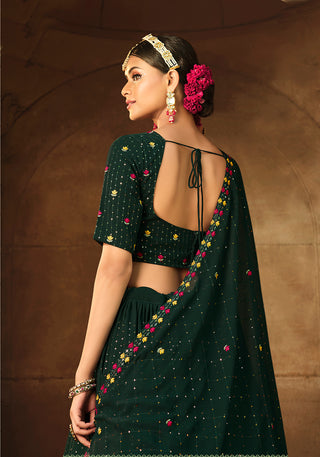Exclusive Green Color Thread Sequence Lehenga Choli Clothsvilla
