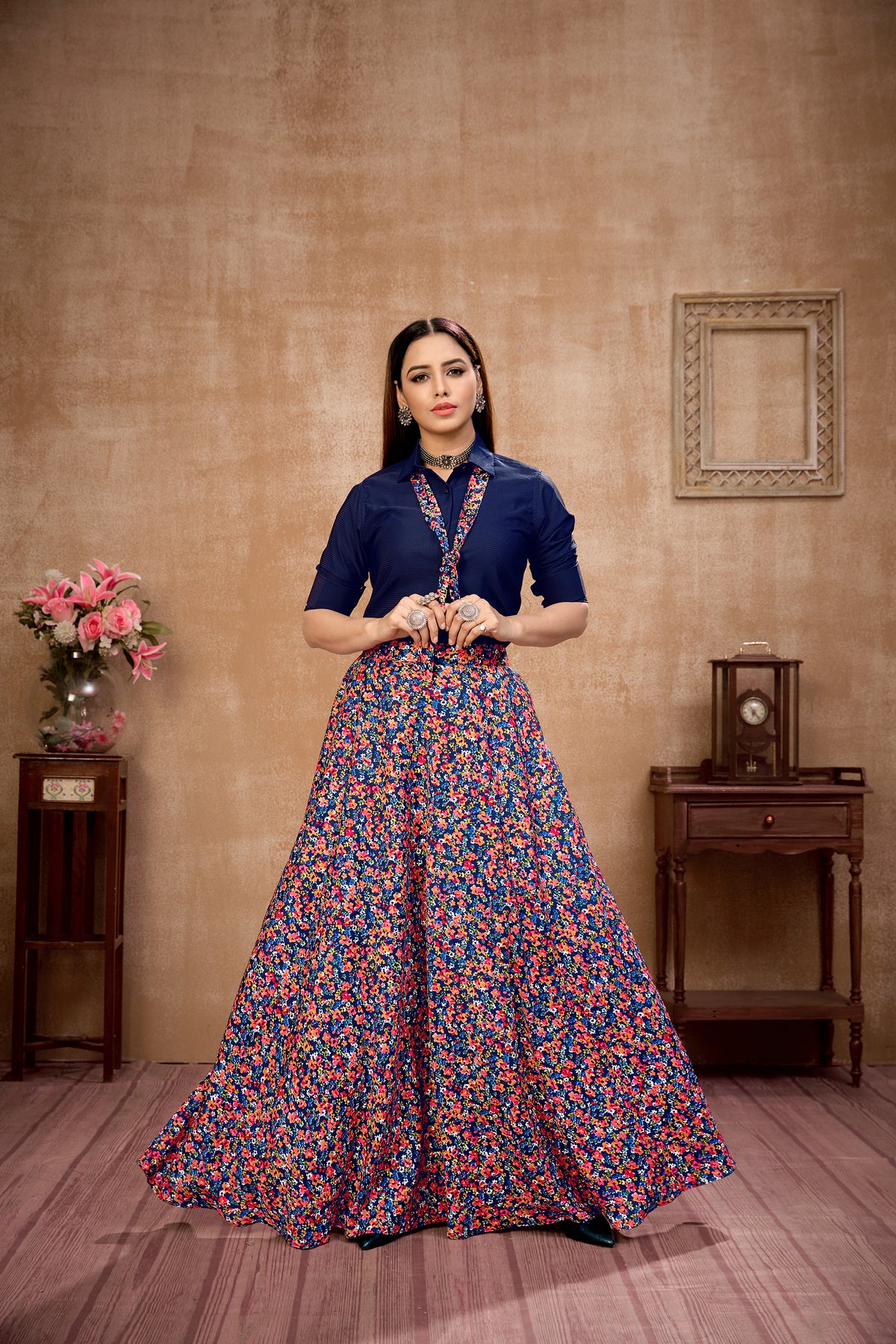 Exclusive Navy Blue Color Silk Lehenga Choli Clothsvilla Main image