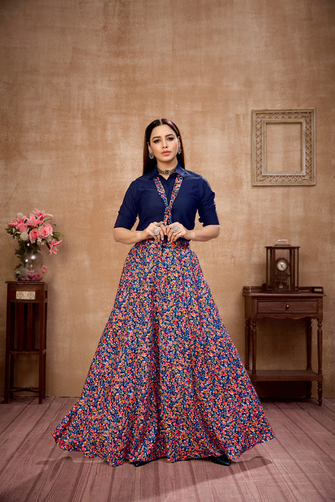 Exclusive Navy Blue Color Silk Lehenga Choli Clothsvilla Main image