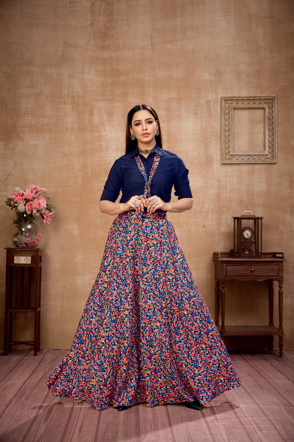 Exclusive Navy Blue Color Silk Lehenga Choli Clothsvilla
