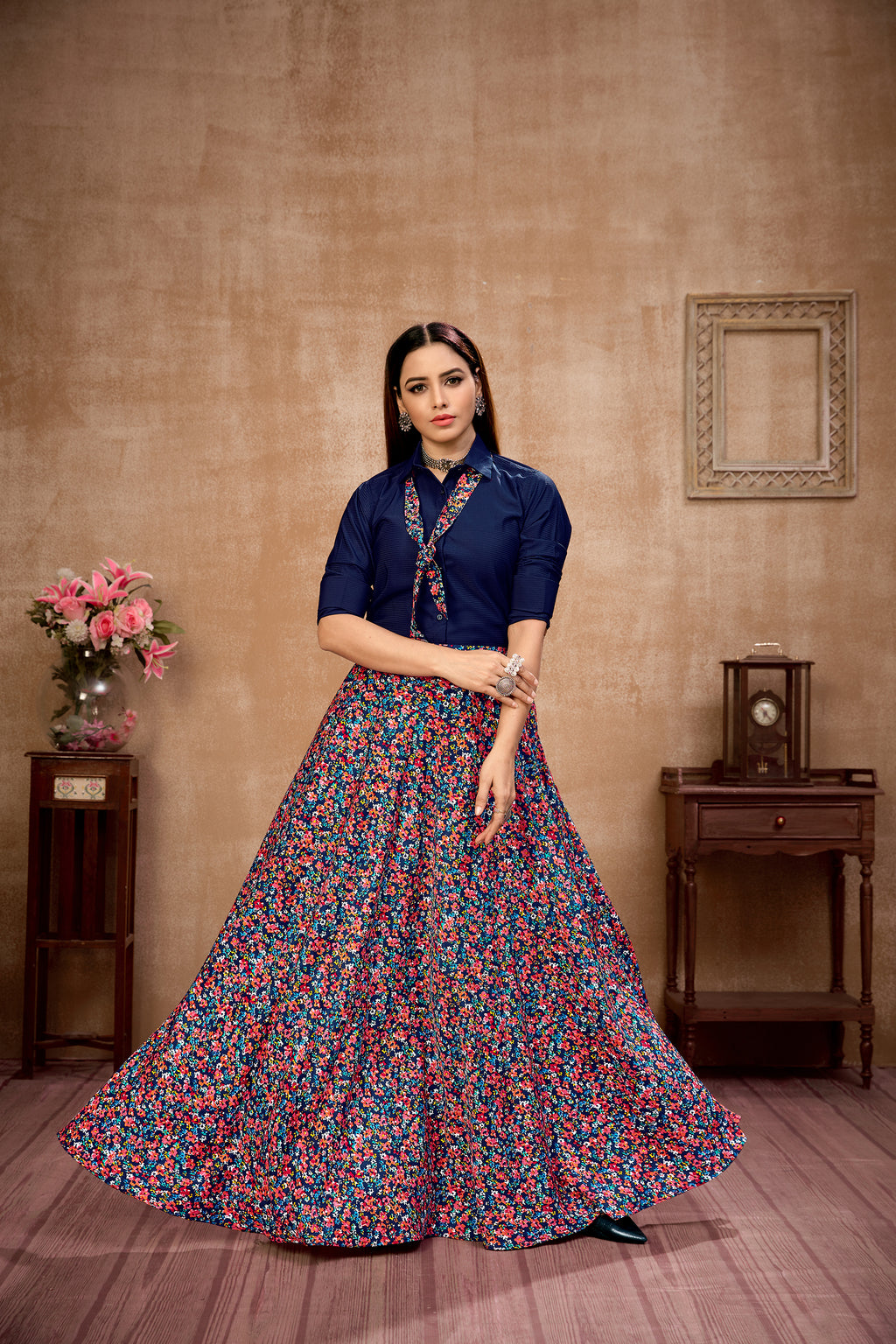 Exclusive Navy Blue Color Silk Lehenga Choli Clothsvilla