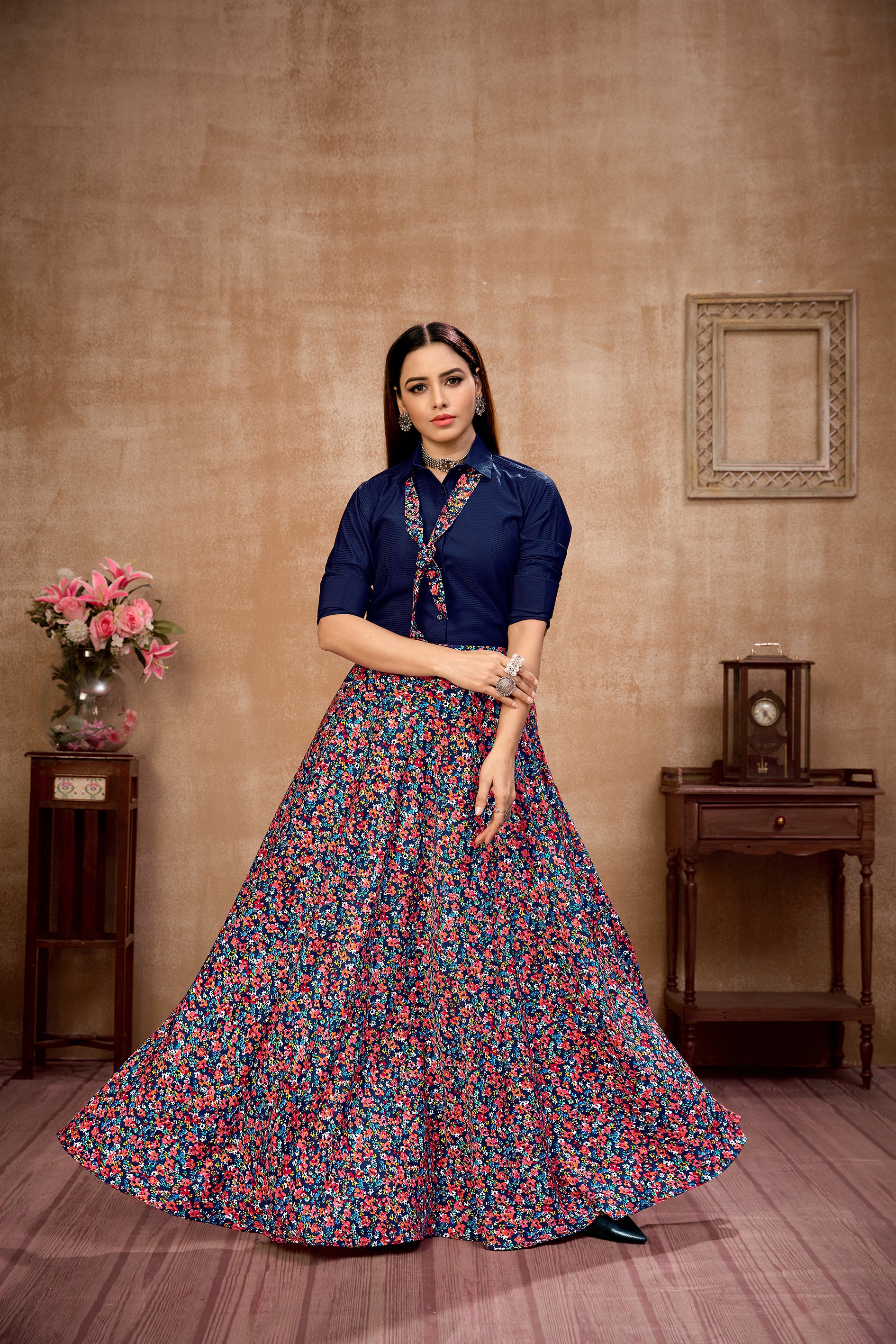 Exclusive Navy Blue Color Silk Lehenga Choli Clothsvilla
