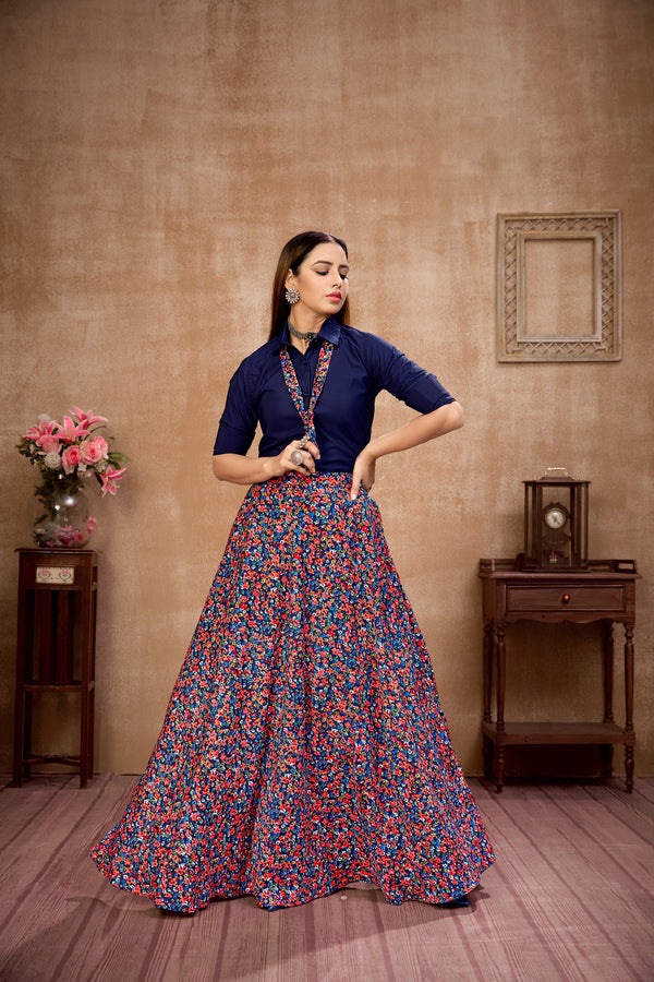 Exclusive Navy Blue Color Silk Lehenga Choli Clothsvilla