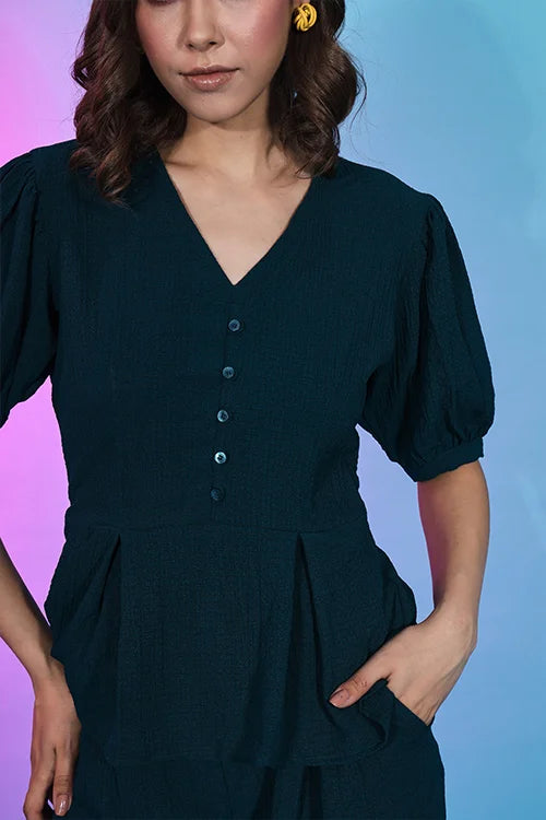 Exclusive New Pattern Teal Green Fancy Fabric Self Design Co-Ord Collection ClothsVilla.com