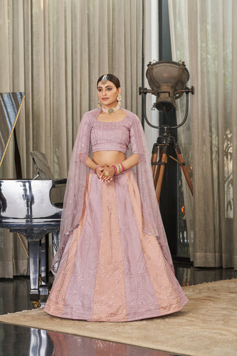 Exclusive Pink With Peach Color Sequence Embroidered Work Lehenga Choli Clothsvilla