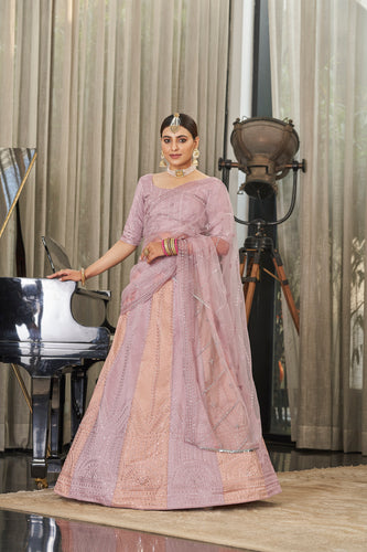 Exclusive Pink With Peach Color Sequence Embroidered Work Lehenga Choli Clothsvilla