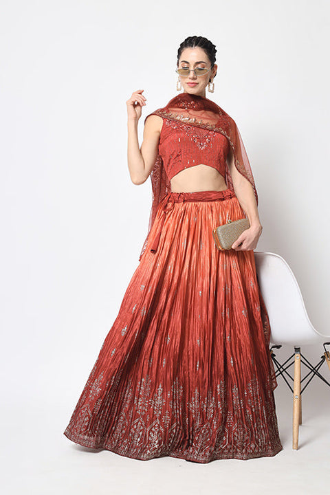 Exclusive Ready to Wear Foil Printed Lehenga Choli Collection ClothsVilla.com Main image