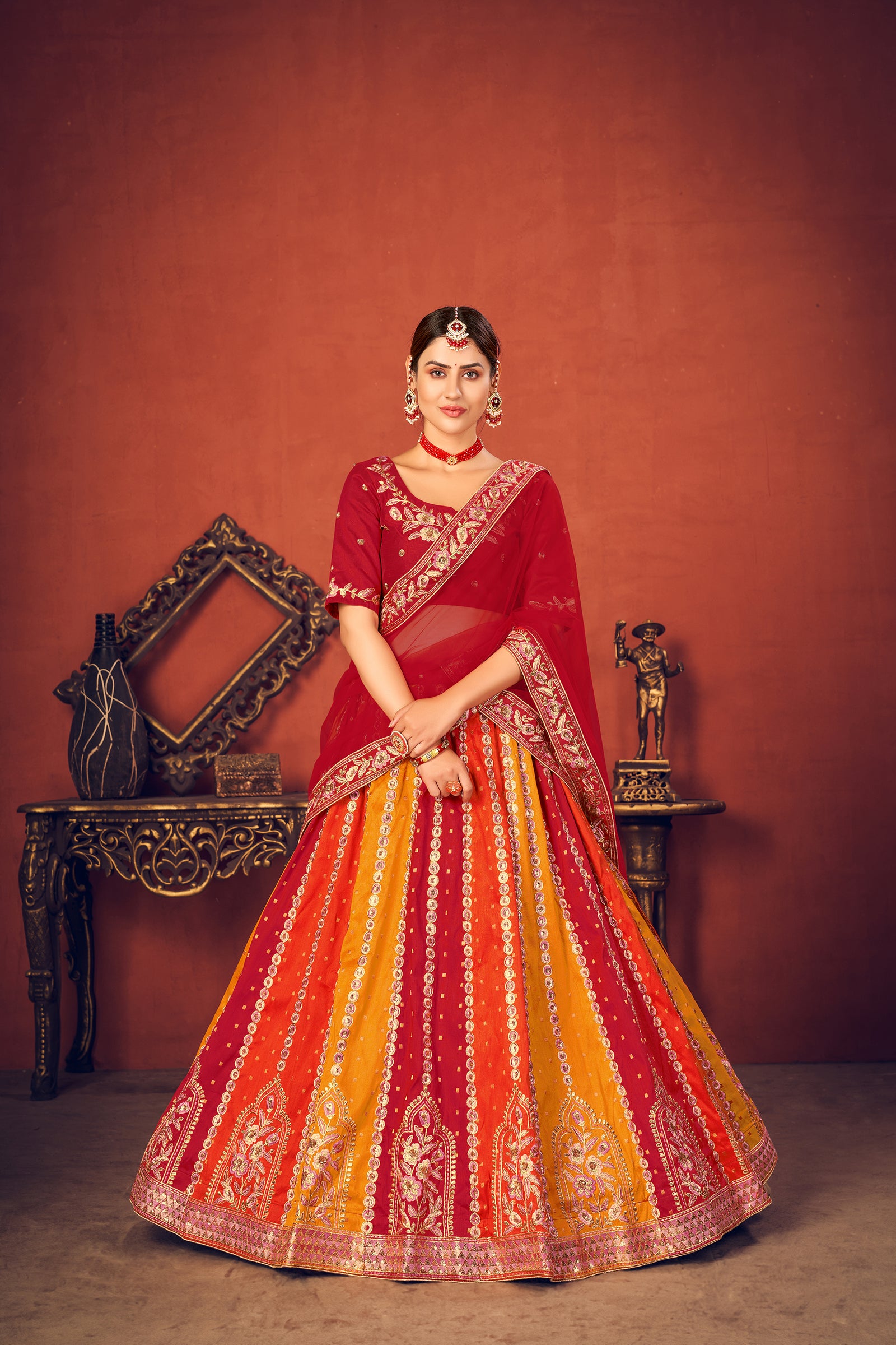 Exclusive Silk Lehenga Choli-Sequence Work Lehenga Choli-Net Dupatta With Lehenga Choli For Women ClothsVilla
