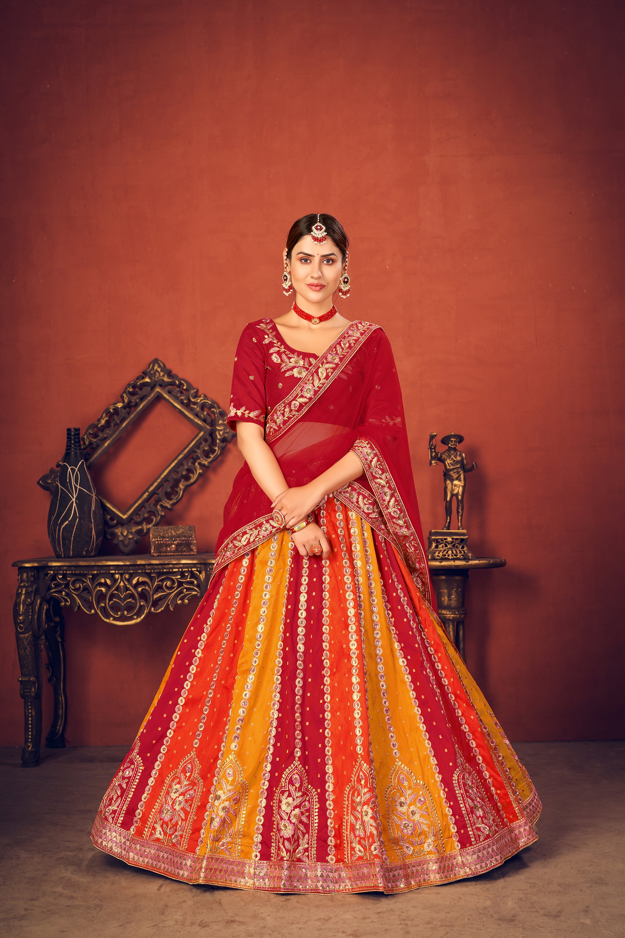 Exclusive Silk Lehenga Choli-Sequence Work Lehenga Choli-Net Dupatta With Lehenga Choli For Women ClothsVilla Main image