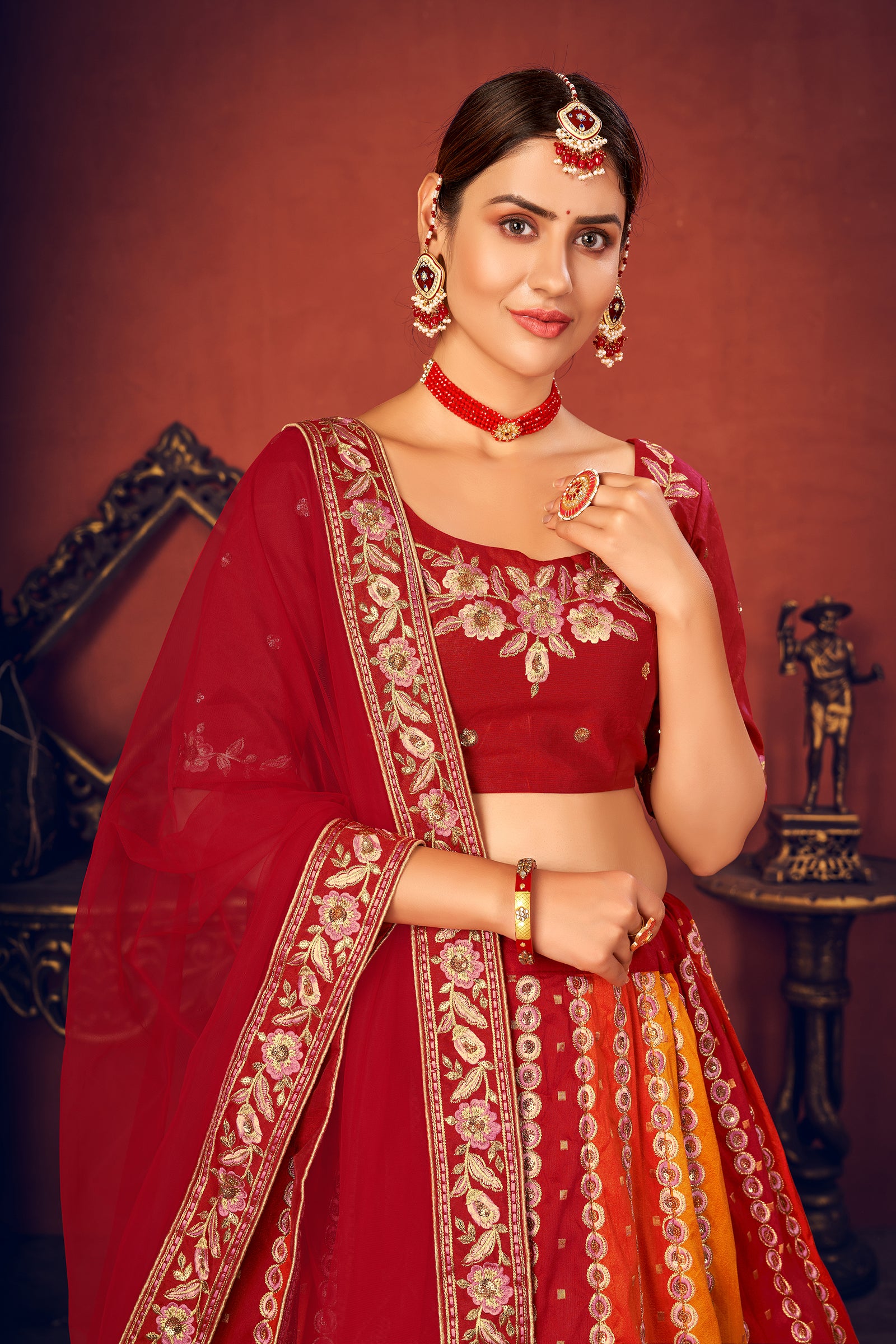 Exclusive Silk Lehenga Choli-Sequence Work Lehenga Choli-Net Dupatta With Lehenga Choli For Women ClothsVilla