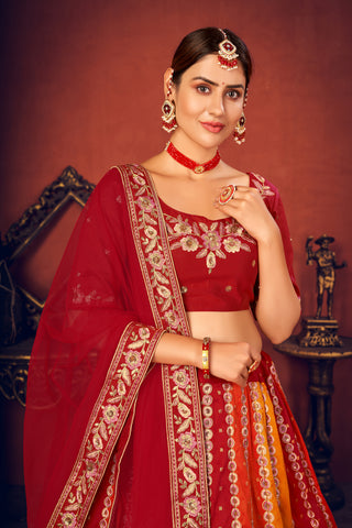 Exclusive Silk Lehenga Choli-Sequence Work Lehenga Choli-Net Dupatta With Lehenga Choli For Women ClothsVilla