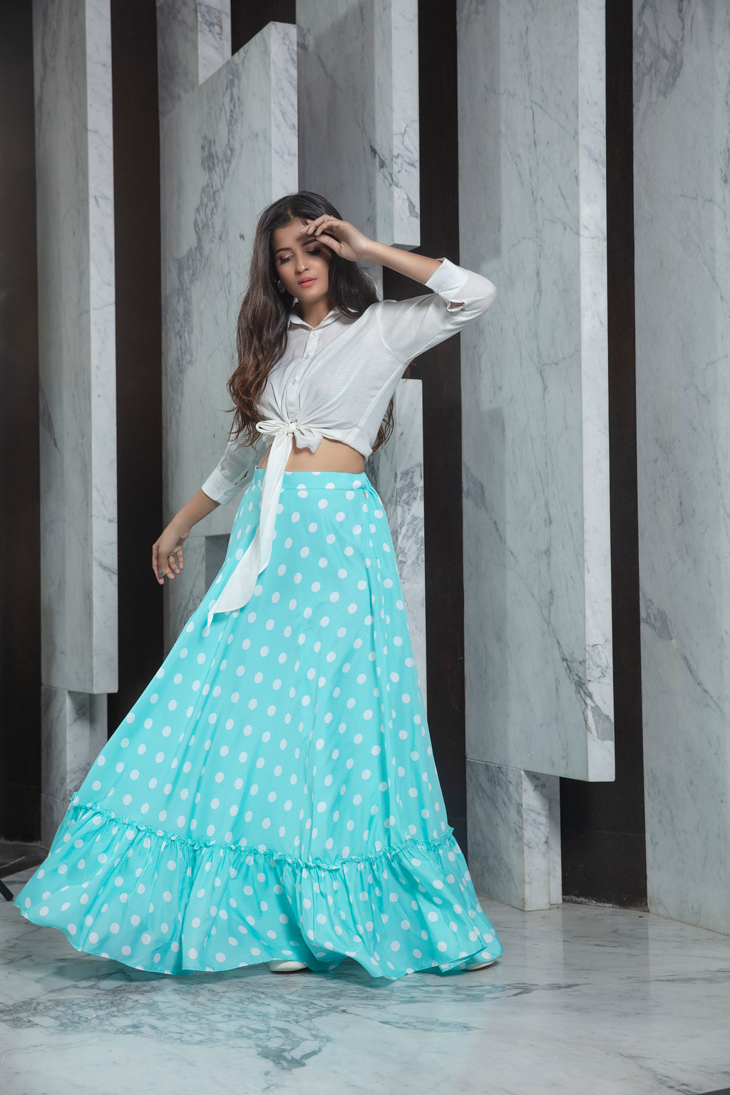Exclusive White Color Rayon Fabric Party Wear Indo Western Top And Printed Skirt ClothsVilla