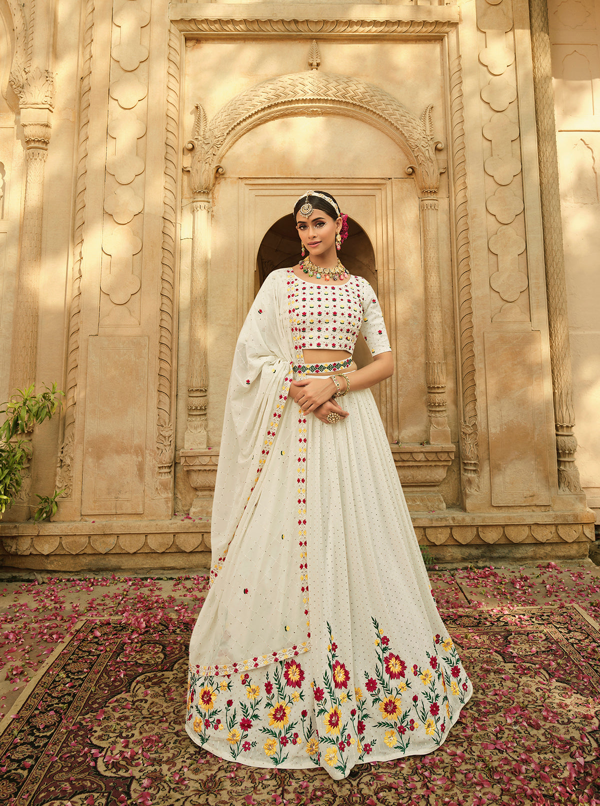 Exclusive White Color Thread Sequence Lehenga Choli Clothsvilla Main image