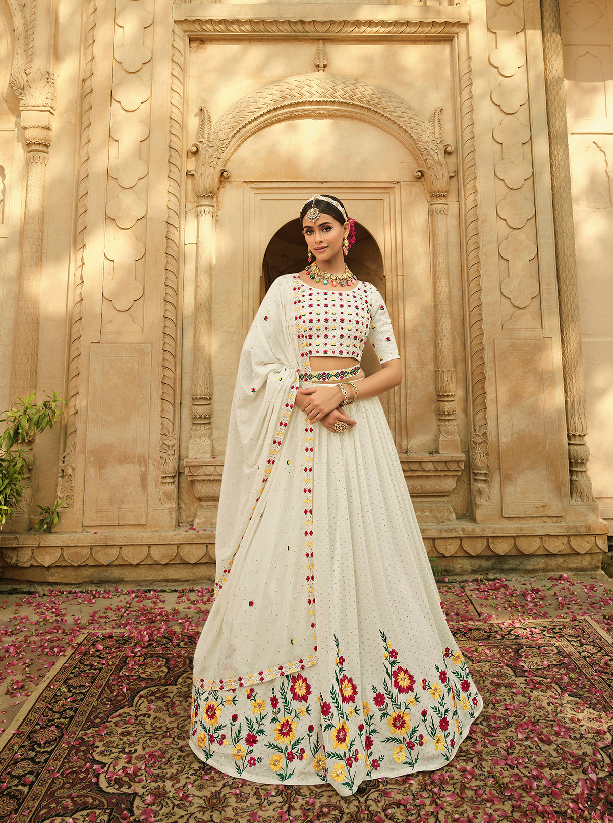 Exclusive White Color Thread Sequence Lehenga Choli Clothsvilla