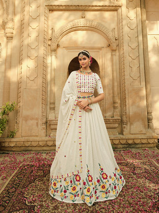 Exclusive White Color Thread Sequence Lehenga Choli Clothsvilla