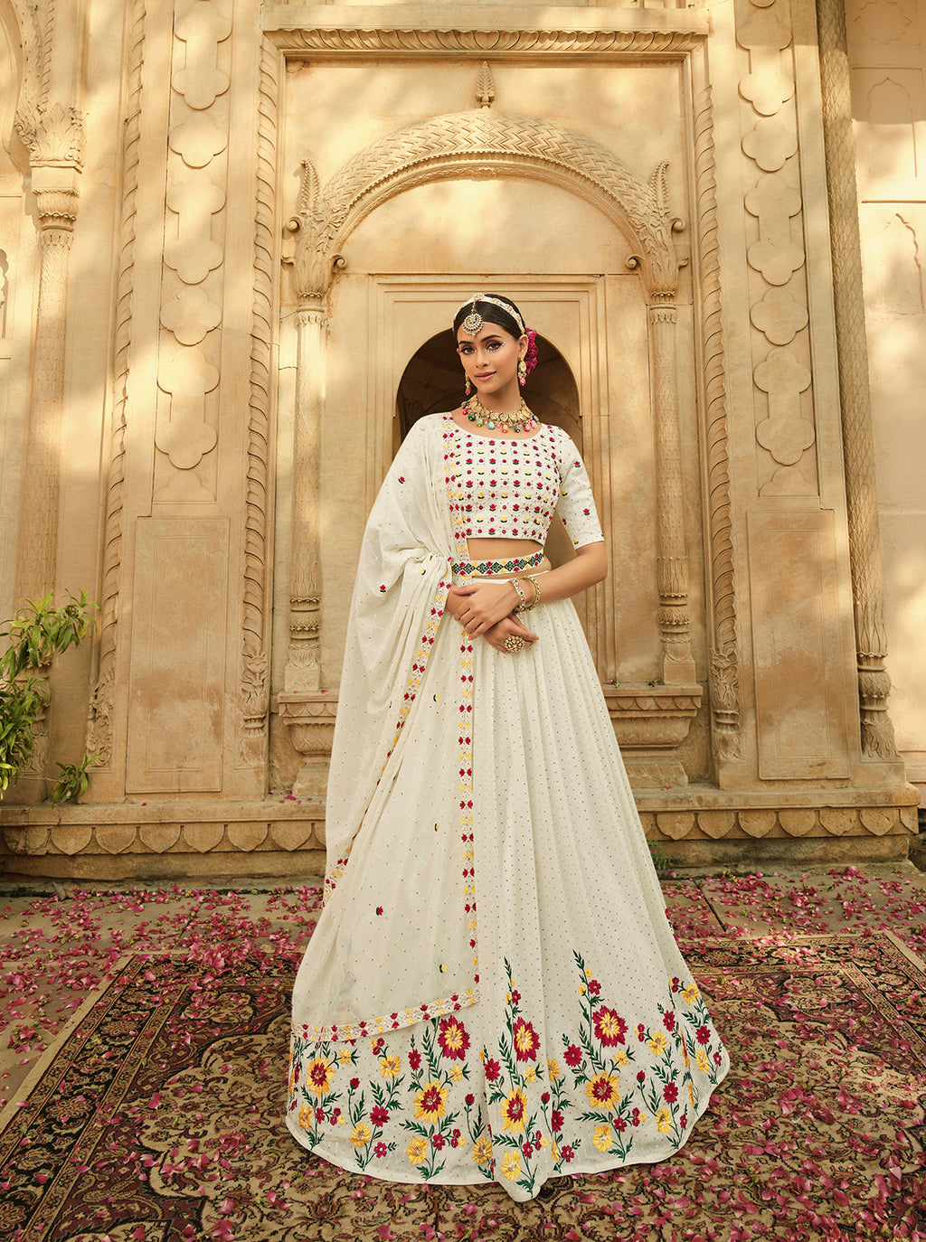Exclusive White Color Thread Sequence Lehenga Choli Clothsvilla