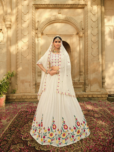 Exclusive White Color Thread Sequence Lehenga Choli Clothsvilla
