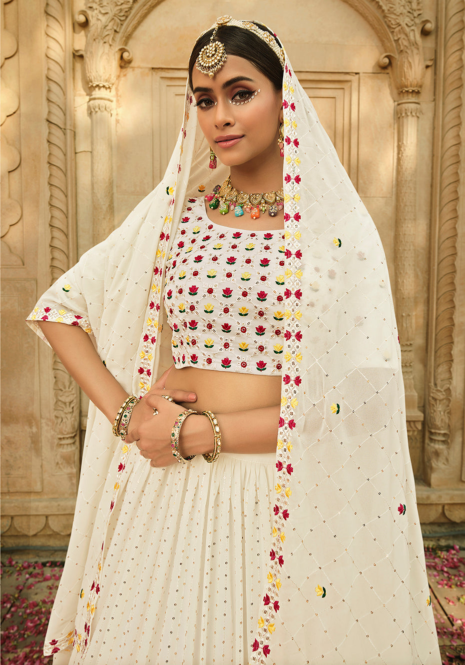Exclusive White Color Thread Sequence Lehenga Choli Clothsvilla