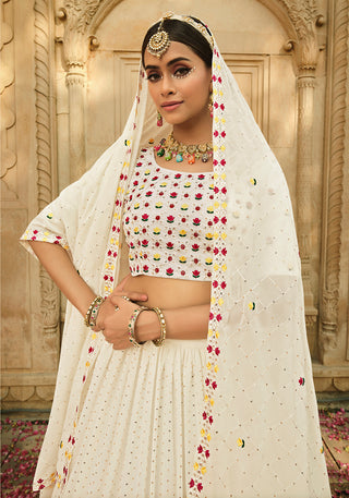 Exclusive White Color Thread Sequence Lehenga Choli Clothsvilla