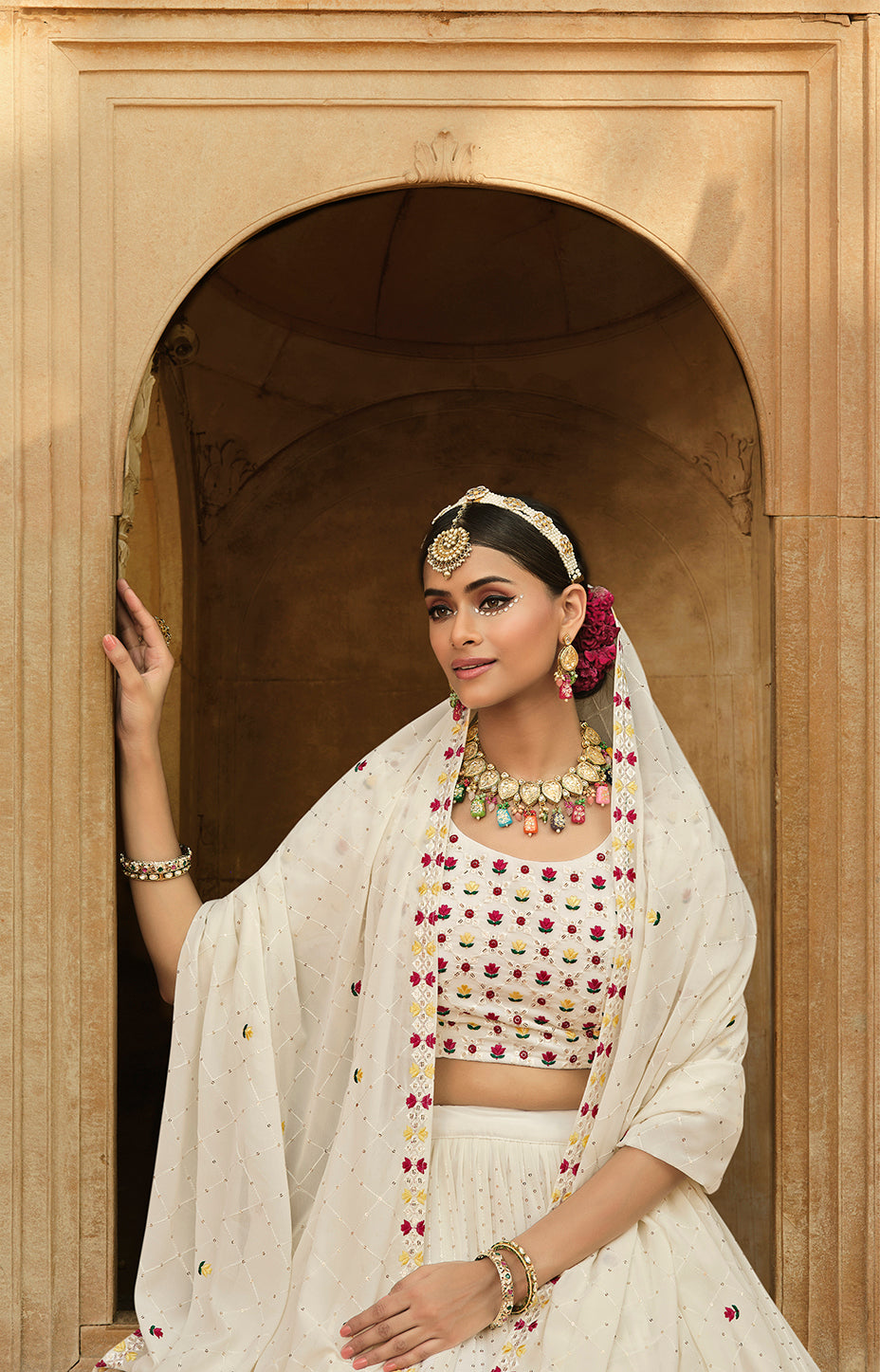 Exclusive White Color Thread Sequence Lehenga Choli Clothsvilla