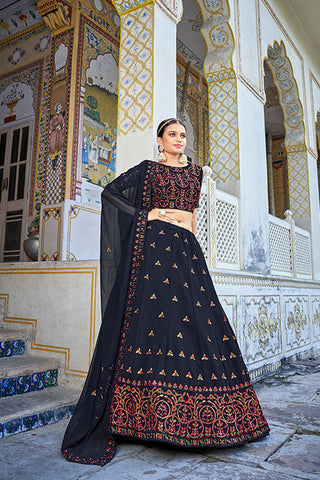 Exclusive Designer Navy Blue Traditional Ethnic Wear Lehenga Choli ClothsVilla.com