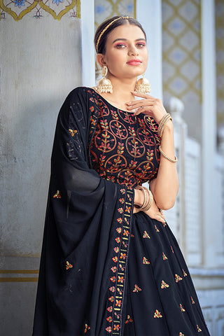 Exclusive Designer Navy Blue Traditional Ethnic Wear Lehenga Choli ClothsVilla.com