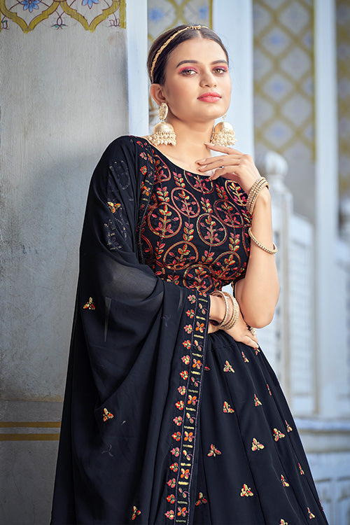 Exclusive Designer Navy Blue Traditional Ethnic Wear Lehenga Choli ClothsVilla.com