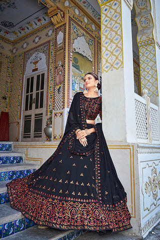 Exclusive Designer Navy Blue Traditional Ethnic Wear Lehenga Choli ClothsVilla.com